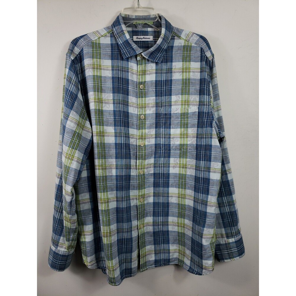 Tommy Bahama Men’s Long  Sleeve Multicolor  100% Cotton Plaid Button Up Shirt L